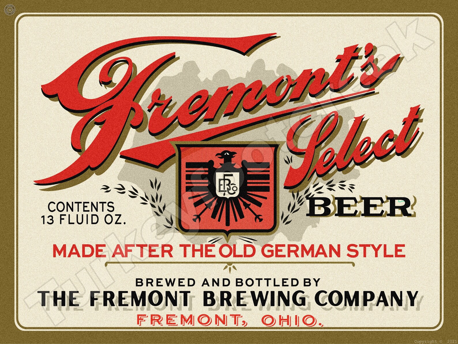 Fremont's Select Beer of Fremont Ohio New Metal Beer Etsy