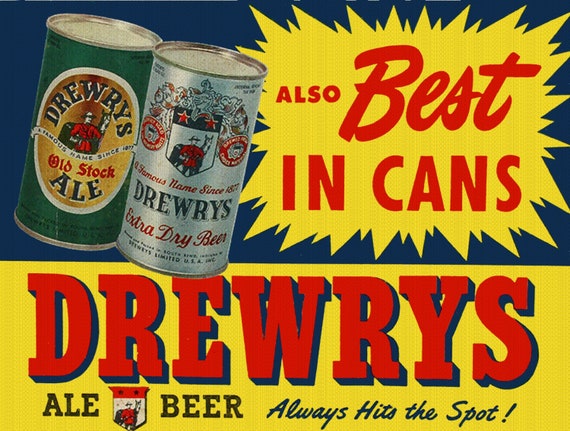 Vintage Look Drewrys Beer New Metal Sign: Free Shipping/made - Etsy