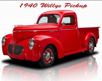 1940 Willy's Pick-Up Truck Plasma Cut Metal Sign 1940 Willy's Pick-Up Truck Plasma Cut Metal Sign