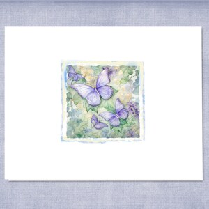 Cinq (5) luxueuses cartes de correspondance papillon de couleur lavande | 4,25 H" x 5,5 W" | Papier coton doux et enveloppes assorties, lignées