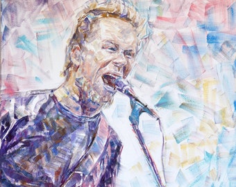 James Hetfield fait à la main / toile tendue Art mural / peinture l'huile originale Metallica / murale Rock Star / Heavy Metal Band