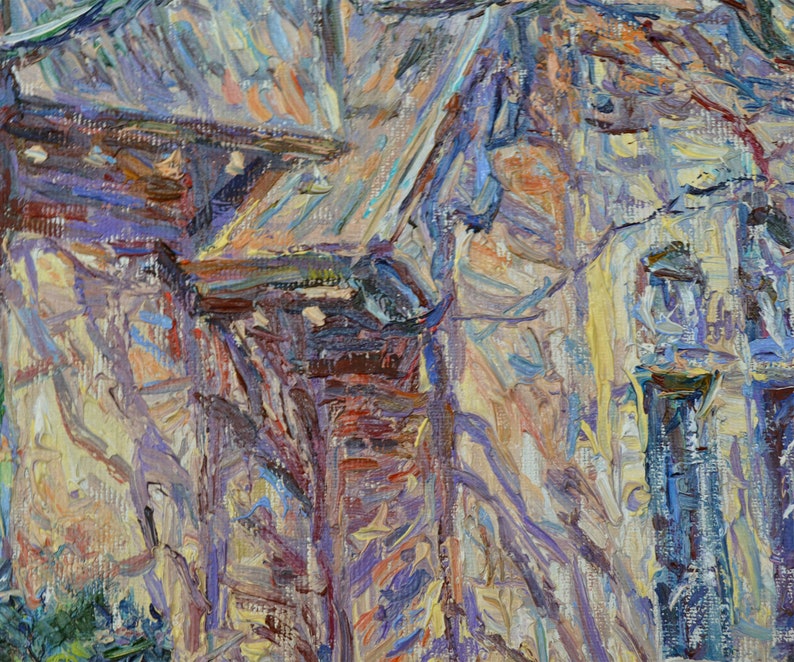 Peinture à la main à lhuile de style Claude Monet sur toile, peinture de paysage impressionniste, décoration murale Boho image 4