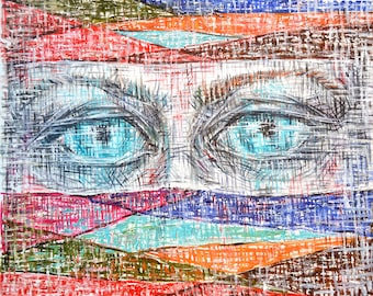 Pintura abstracta 20", arte abstracto, pintura original sobre lienzo, ojos encantadores, hermosa textura gruesa tonos frescos bellas artes