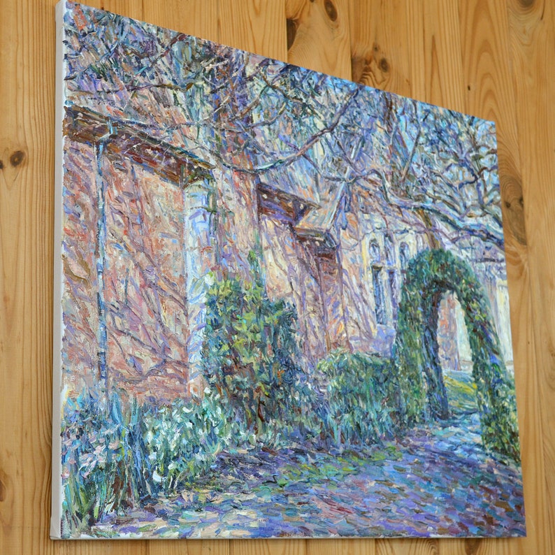Peinture à la main à lhuile de style Claude Monet sur toile, peinture de paysage impressionniste, décoration murale Boho image 2