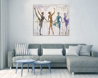 Ballerina's olieverfschilderij Dansers op gespannen doek Ballerina's meisjes Originele vrouwelijke balletkunstenaar Origineel olieverfschilderij