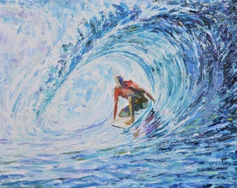 Original Oil Painting, surfer abstract painting, Art Wall Decor, Oil on Canvas, surfing Nautical Painting, Wall deco