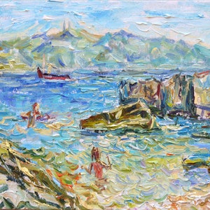 Original Oil Painting, Marine landscape, Art Wall Decor, Oil on Canvas, Nautical Painting, Wall deco