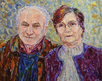 Custom oil painting on canvas, oil painting from photo, family portraits, handmade painting, gifts for family