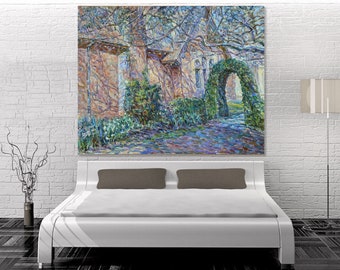 Pintura al óleo estilo Claude Monet sobre lienzo, pintura de paisaje impresionista, decoración de pared boho, pintura personalizada, arte grande para habitación