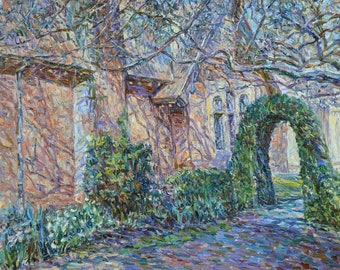 Pintura al óleo estilo Claude Monet sobre lienzo, pintura de paisaje impresionista, decoración de pared boho, pintura personalizada, arte para habitación