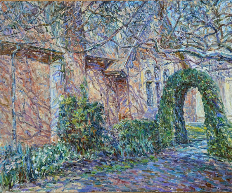 Peinture à la main à lhuile de style Claude Monet sur toile, peinture de paysage impressionniste, décoration murale Boho image 1