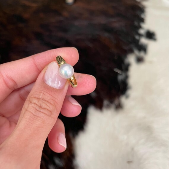 18k Gold Pearl Ring, Elegant Sophisticated Design… - image 2