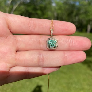 Diamond and Emerald 14K Gold Pendant