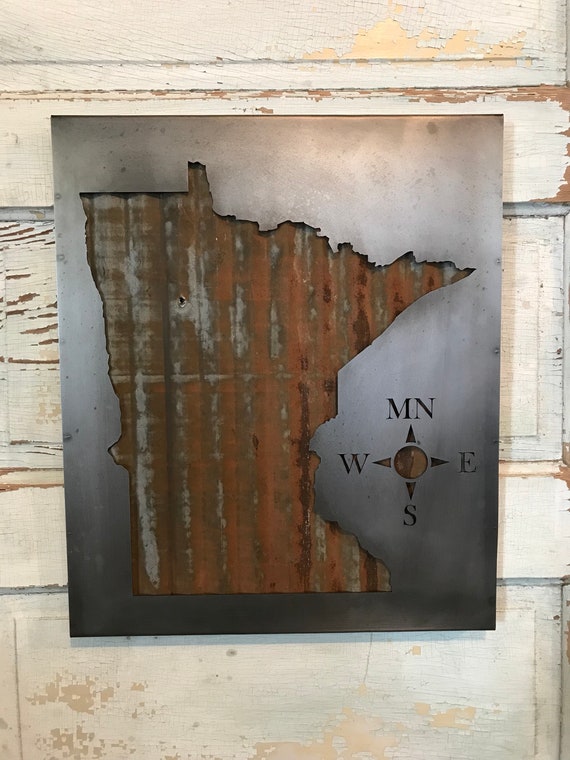 Metal Barnwood Minnesota Sign Minnesota Wall Decor Etsy