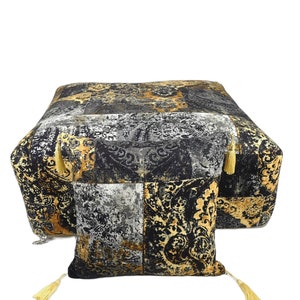 Velvet Square coffee table   handmade Ottoman   ,  lovely velvet footstool ottoman pillow in the same color floor pouf