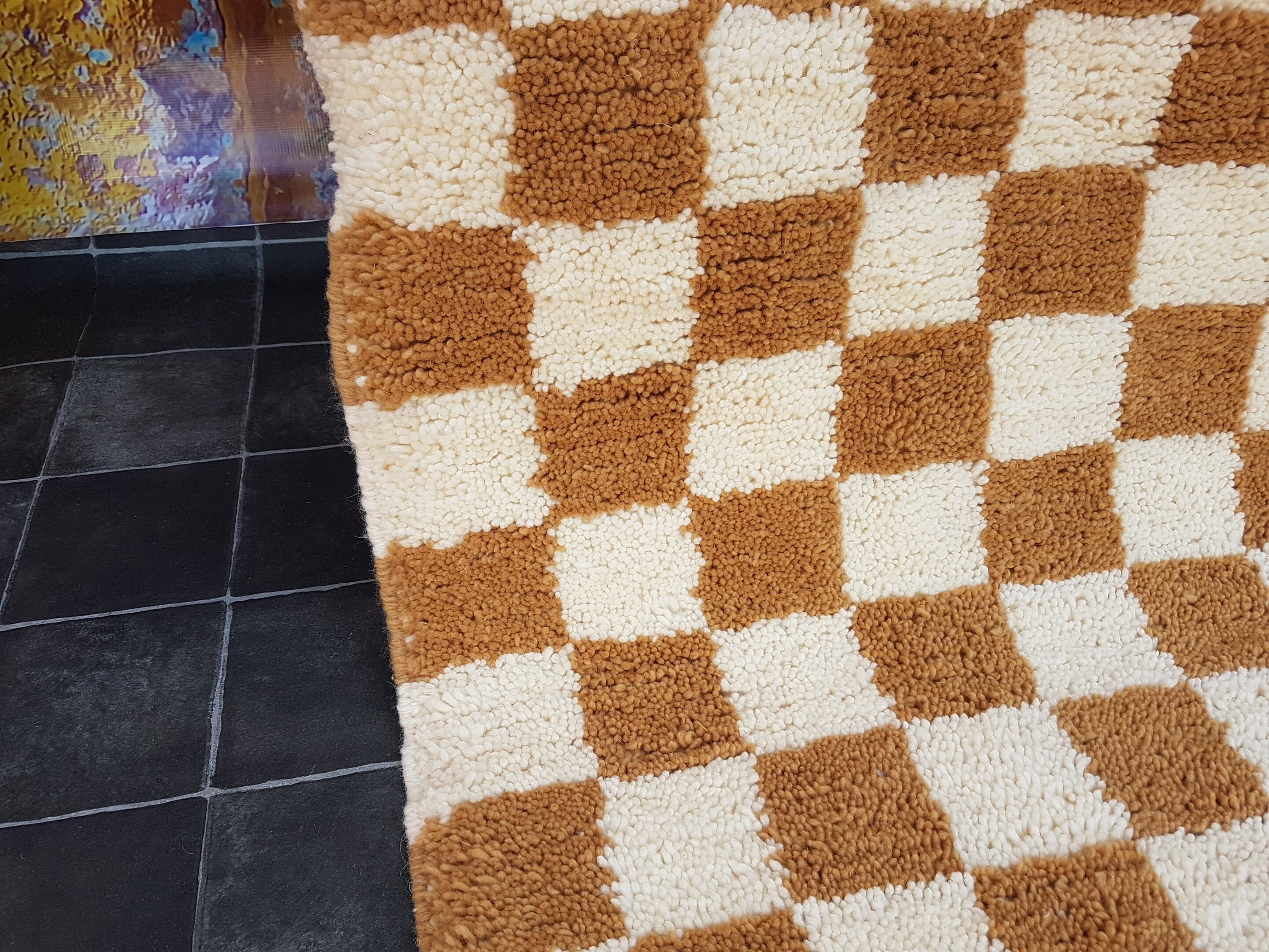 Brown Checker Rug Moroccan Rug Beni Ourain Rug Checkered Etsy UK
