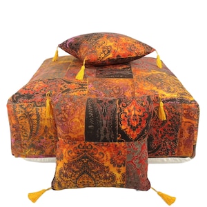Velvet Square coffee table   handmade Ottoman   ,  lovely velvet footstool ottoman pillow in the same color floor pouf