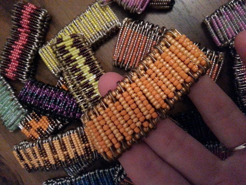 Bracelet made of safety pins and beads image 2