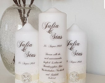 Hochzeitskerze und Kerzen für Eltern (Set.  3 Kerzen)