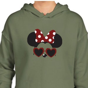 Red Minnie Sunglass Cropped Hoodie