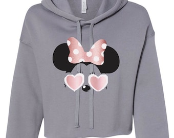 Pink Foil Minnie Sunglass sudadera con capucha acortada