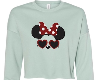 Rojo Minnie Sunglass sudadera con capucha acortada