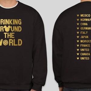 Drinking Around the World w Countries on Back Crewneck Sweatshirt