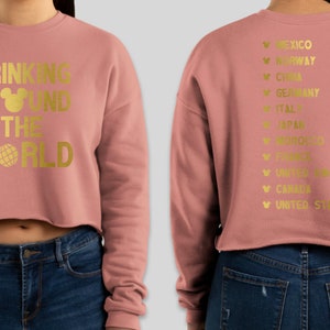 Drinking Around the World and Countries on Back Cropped Hoodie