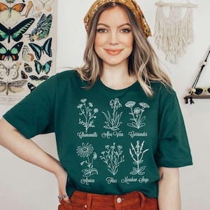 Flowers T Shirt, Herbs T Shirt, Botanical Plant Tshirt