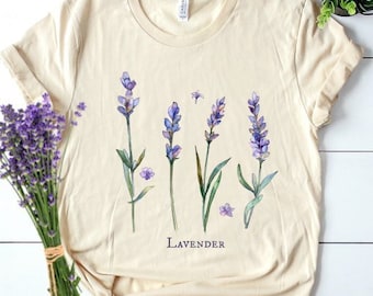 Lavender T shirt, plants t shirt, botanical t shirt, wildflower t shirt, flower t shirt, vintage botanical t shirt, vintage flower t shirt