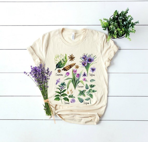 Herbs T shirt plants t shirt botanical t shirt wildflower t | Etsy
