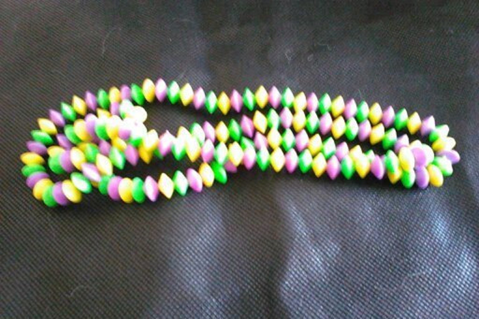 TriColor Plastic Bead Necklace Etsy