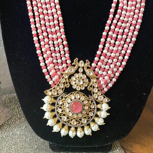 Kundan pearl pink long necklace/pachi kundan set/Kundan pachi necklace set/Rajasthani necklace/JaipurJewelry/indianjewelry/pachi kundan