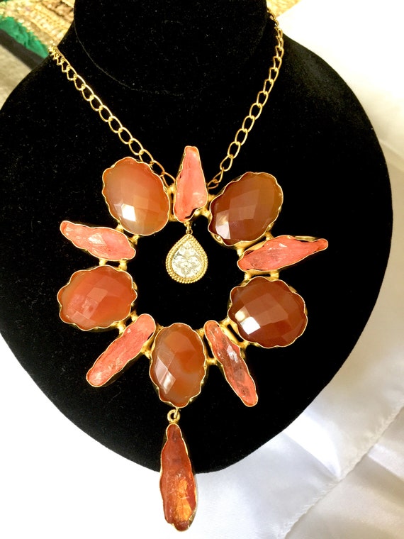 Facet Stone Pendant - Peach Color Facet Stone Pendant - Peach Color