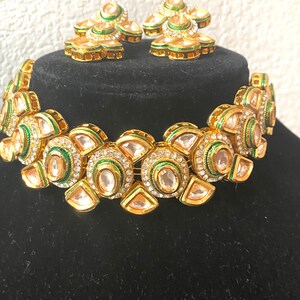 Kundan Traditional necklace in gold polish/fine kundan necklace set/ kundan choker set/indian kundan chokar necklace set/rajasthani jewelry