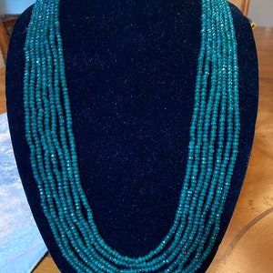 Indian Quartz long bead necklace/emerald green quartz necklace/Rajasthani long necklace/multi layer beaded long necklace/semi precious