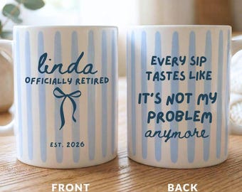 Personalized Retirement Striped Coffee Mug Funny Happy Retirement Cup Custom Retirement Gift For Boss Coworker Officially Retired Gift Her