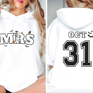 Mr & Mrs Matching Hoodies| Personalized Future Mrs Hoodie| Custom Couple Halloween Hoodie| Fall Bride and Groom| Spooky Bride