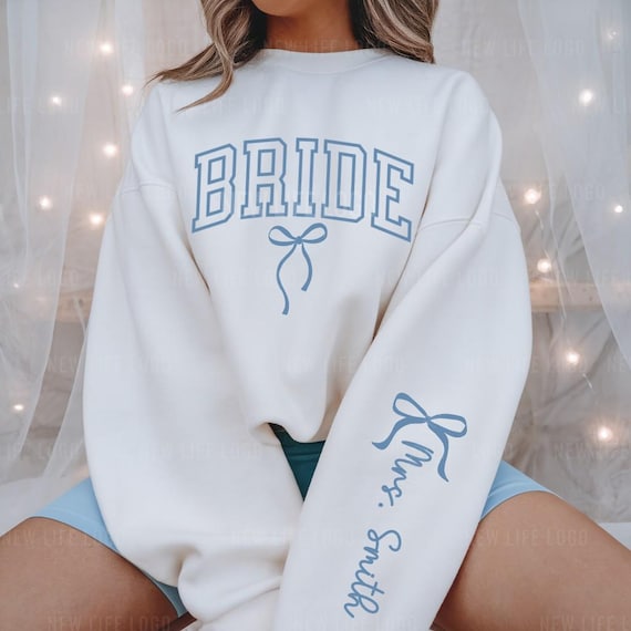 Future Mrs Sweatshirt Personalized Something Blue Gift Engaged Sweatshirt Getting Ready Bridal Outfit Coquette Wedding Engagement Gift Bride