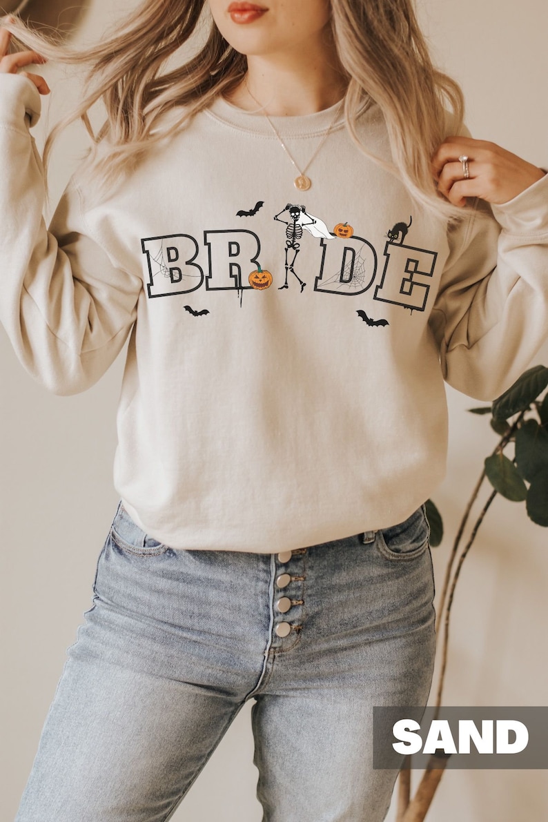 Bride Skeleton Sweatshirt| Pumpkin Sweatshirt| Skeleton and pumpkin sweatshirt for Bridal Gift| Fall Bride Sweatshirt| Halloween Bride Shirt