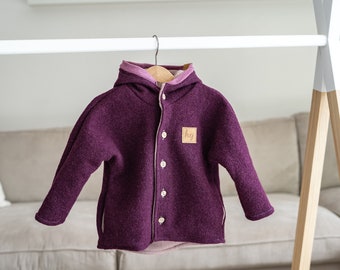 Walkmantel, Walkjacke, Wollwalkjacke für Kinder mit Strickfütterung