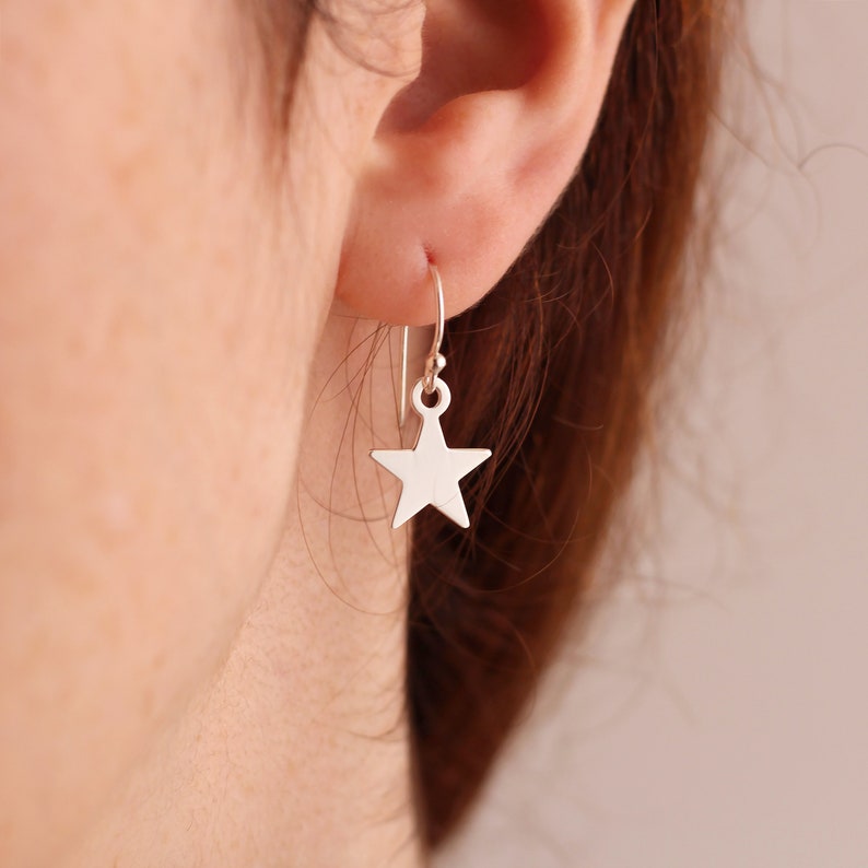 Star Earrings Dangle Earrings Sterling Silver Earrings Dainty Earrings Minimalist Jewelry Graduation Gift for Women Birthday Gift for Her