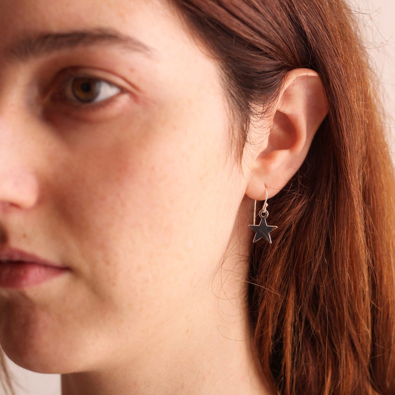 Star Earrings Dangle Earrings Sterling Silver Earrings Dainty Earrings Minimalist Jewelry Graduation Gift for Women Birthday Gift for Her