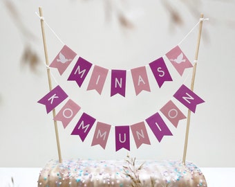 Wunschtext Taufgirlande, Kuchengirlande, Tortengirlande Taufe Kommunion Konfirmation Firmung Abi Abschluss Cake Topper