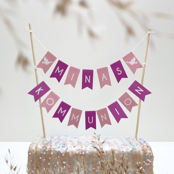 Wunschtext Taufgirlande, Kuchengirlande, Tortengirlande Taufe Kommunion Konfirmation Firmung Abi Abschluss Cake Topper