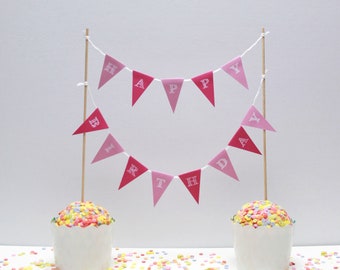 Kuchengirlande HAPPY BIRTHDAY rosa,  Cake Topper,  Tortengirlande Geburtstag VV