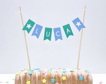 Wunschtext Kuchengirlande, personalisiert Tortengirlande Geburstag Taufe Kommunion Konfirmation Cake Topper