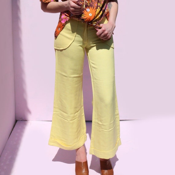 VTG 70s Elephant Flare, Bell Bottom Pants Lemon Ye