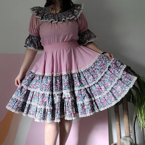 1980s Two Piece Square Dance Dress Set