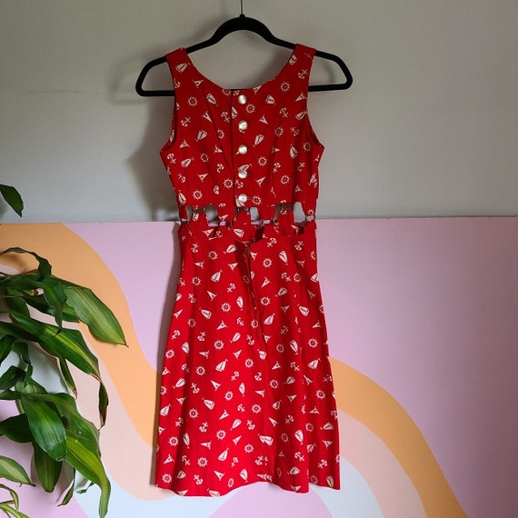 1960s Nautical Cut Out Dress